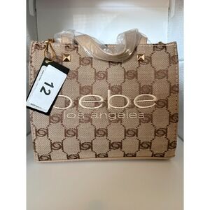 Bebe Talulla Mini Satchel Beige with Crossbody Strap E02-4490J Retail $99